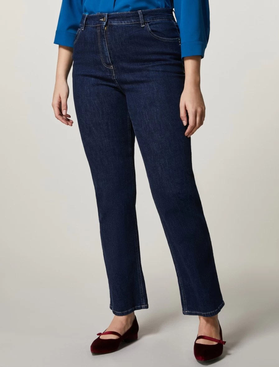 "Marina Rinaldi Women's Dark Navy Cotton Denim Jeans"