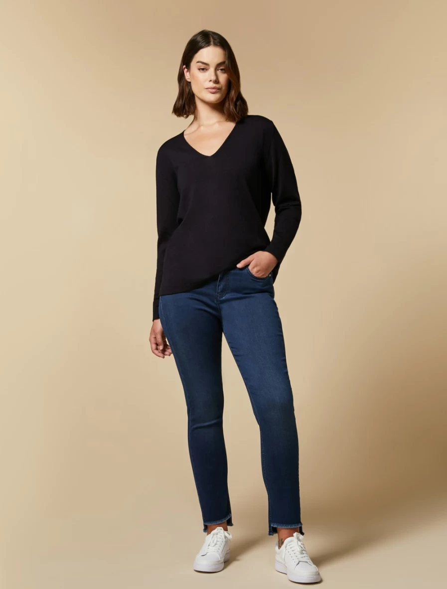 Marina Rinaldi Women's Dark Navy Satin Denim Jeans