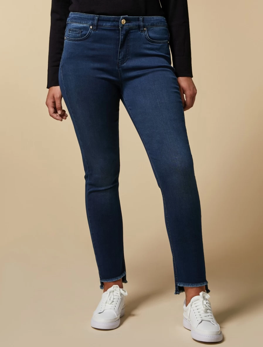 Marina Rinaldi Women's Dark Navy Satin Denim Jeans