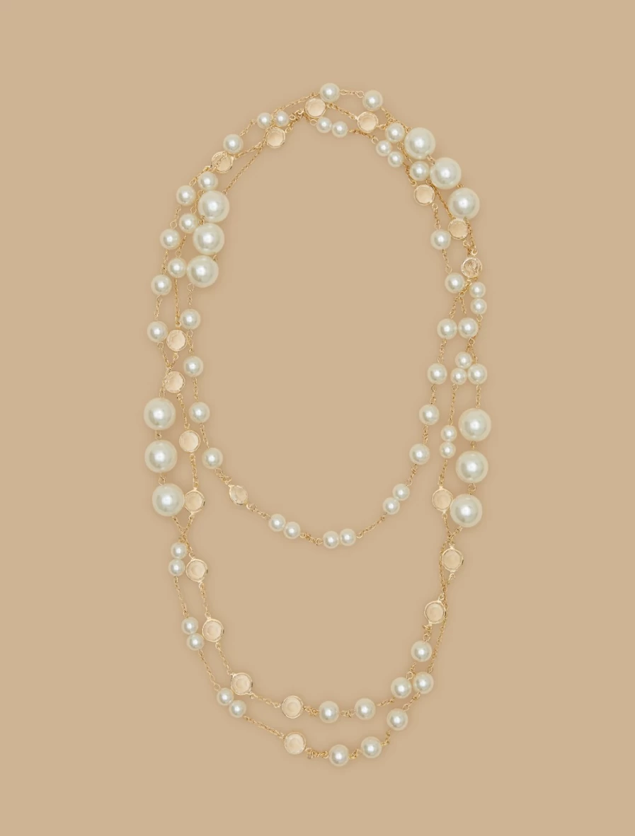 Marina Rinaldi Women's White Pearl and Cabochon Necklace Elegant Jewelry