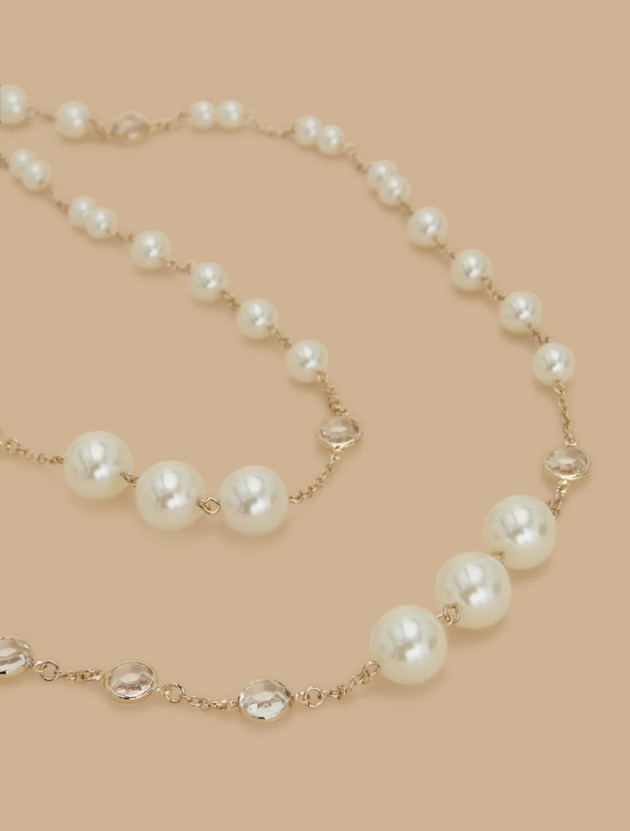 Marina Rinaldi Women's White Pearl and Cabochon Necklace Elegant Jewelry