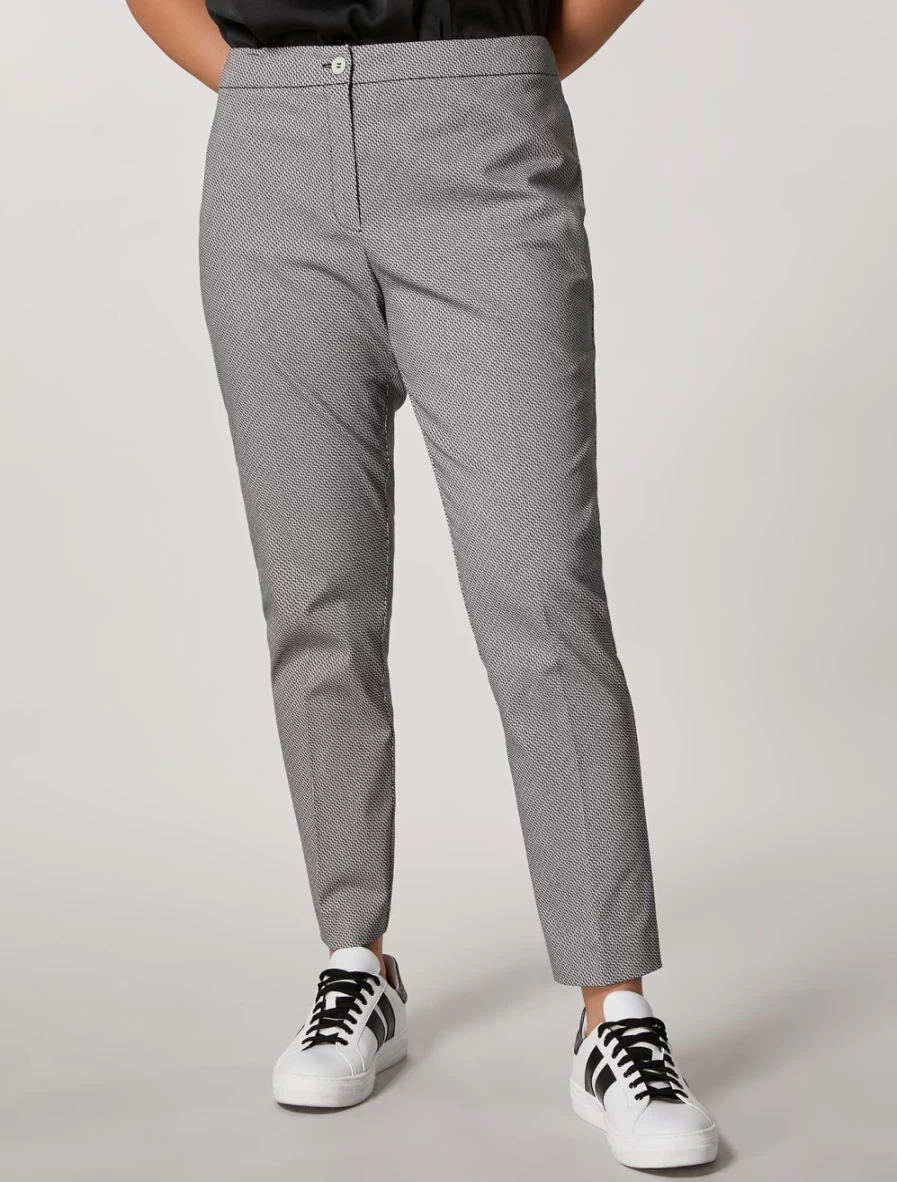 Marina Rinaldi Women's Black Stretch Cotton Satin Trousers - Comfortable High Waist Pants