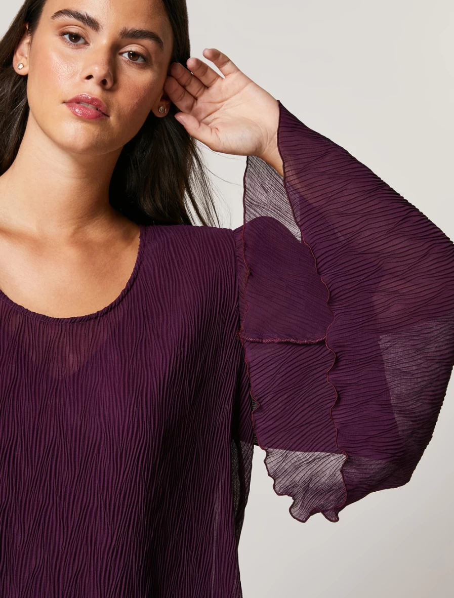 Marina Rinaldi Women's Purple Pleated Georgette Tunic Top