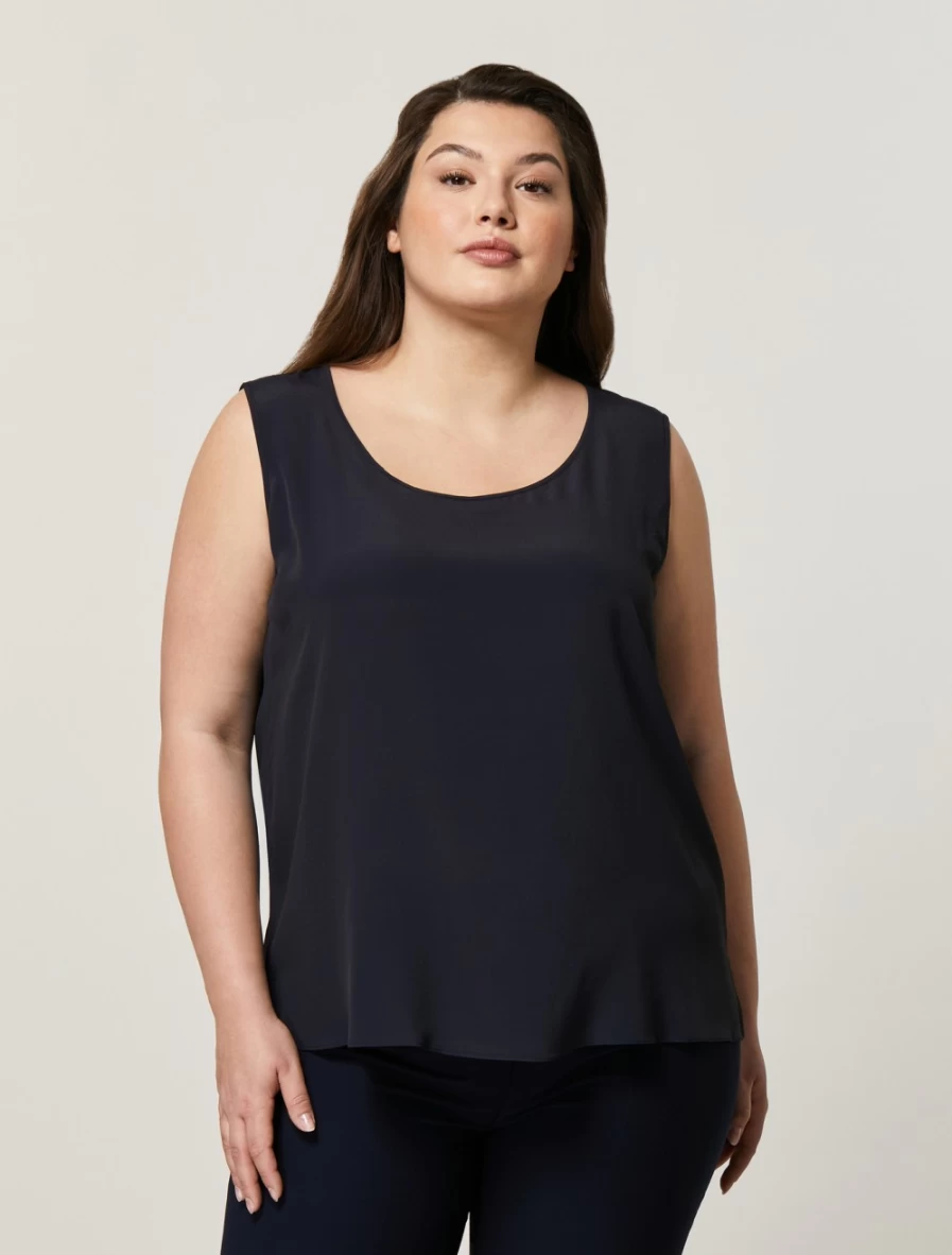 Marina Rinaldi Women's Dark Navy Silk-Blend Top