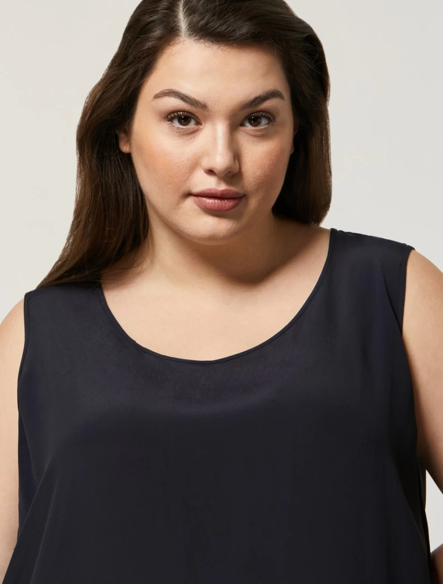 Marina Rinaldi Women's Dark Navy Silk-Blend Top