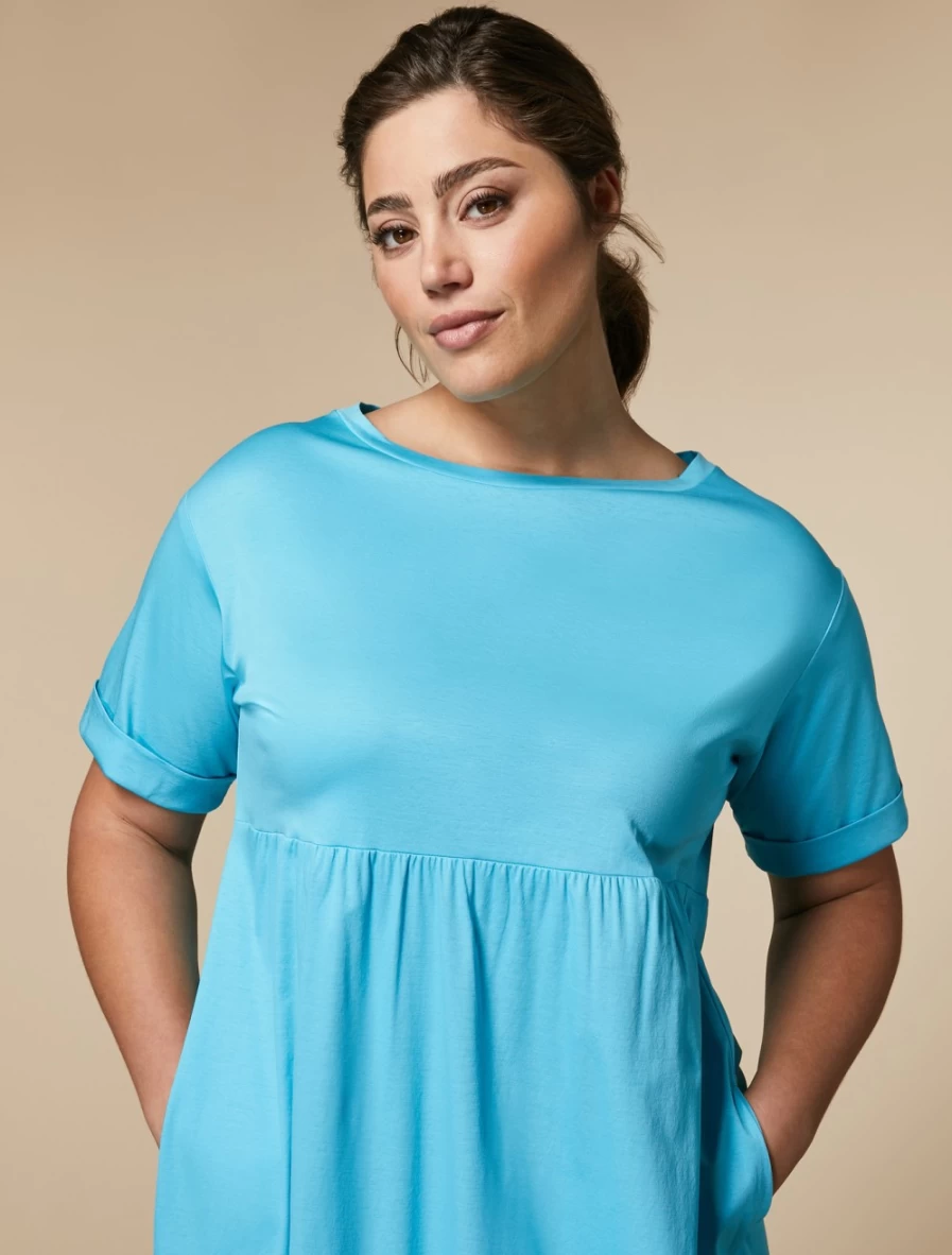 "Marina Rinaldi Women's Ski Blue Cotton Sweater | Soft Comfortable Knit Top"