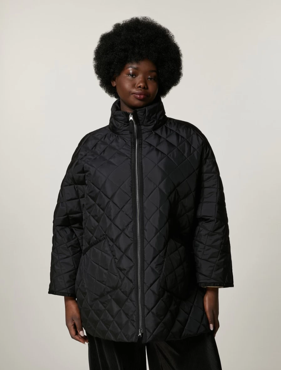 Marina Rinaldi Women's Black Poly Satin Jacket - Elegant Shiny Outerwear Coat