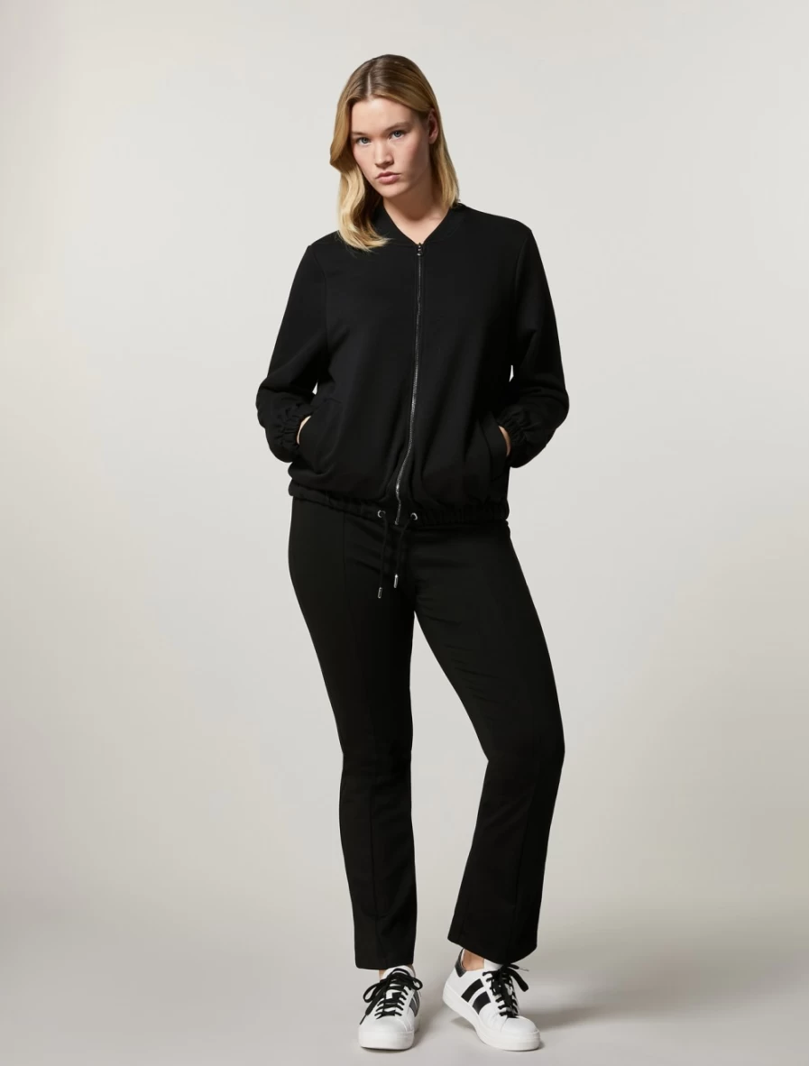 Marina Rinaldi Women's Black Milano-Knit Fabric Trousers