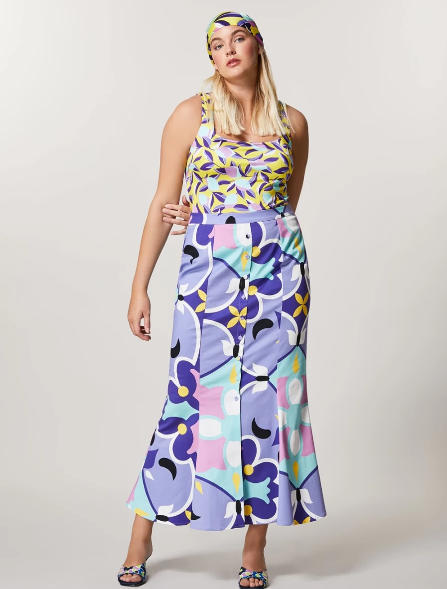 "Marina Rinaldi Women's Yellow Printed Lycra Swimsuit | Stylish One-Piece Bathing Suit"