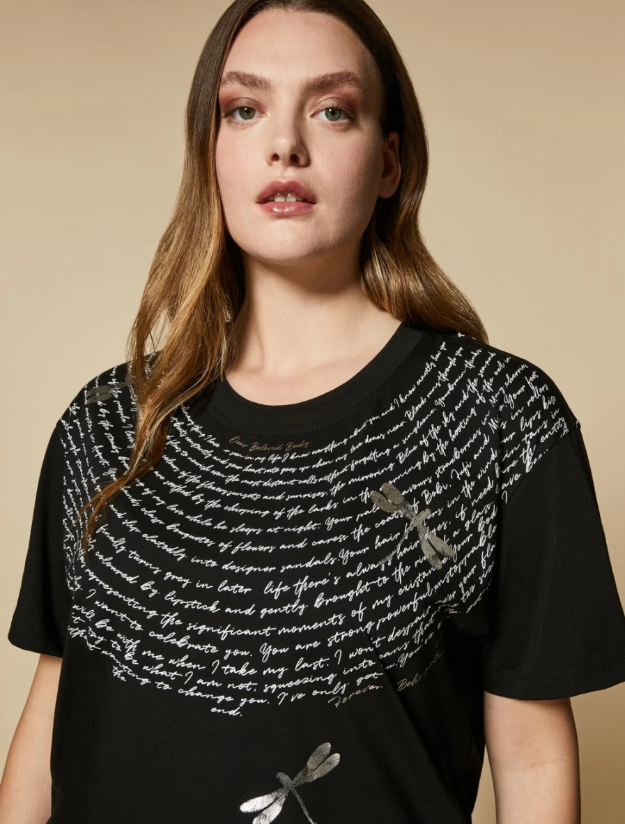 Marina Rinaldi Women's Black Printed Jersey T-Shirt