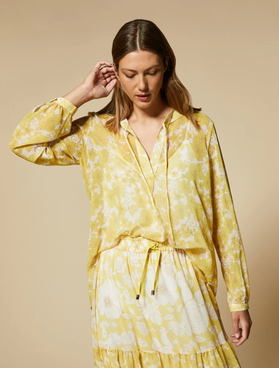 Marina Rinaldi Women's White Printed Georgette Shirt