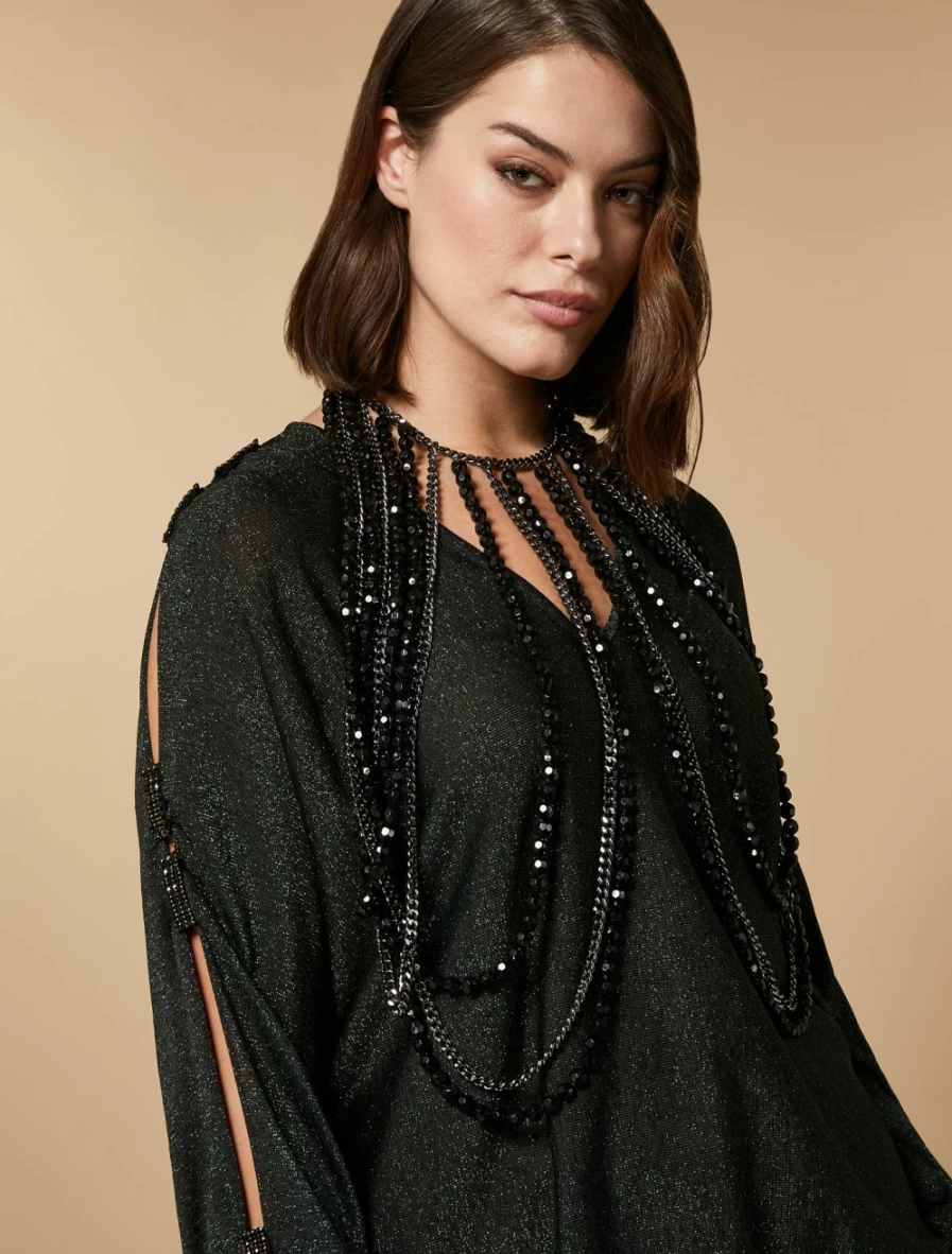 Marina Rinaldi Women's Black Jet Front Necklace Elegant Pendant Collar