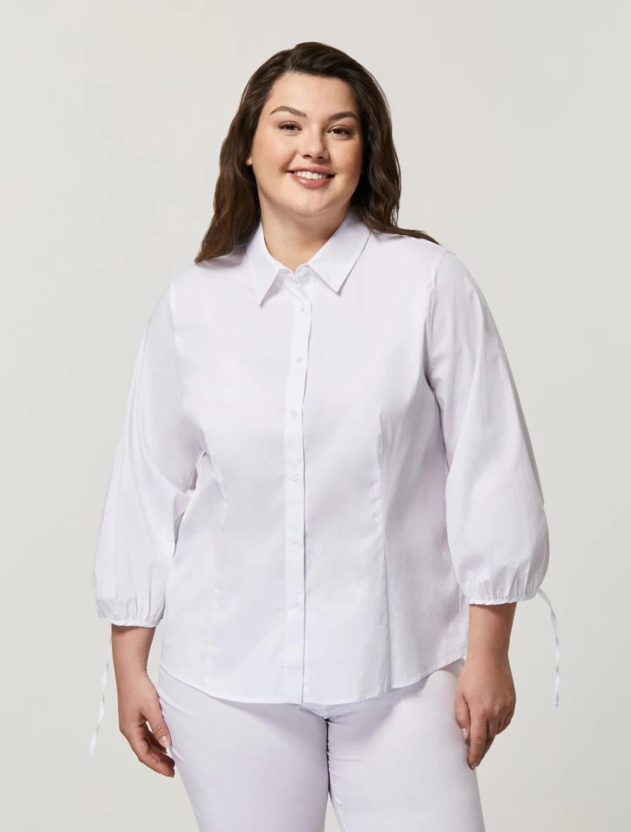 "Marina Rinaldi Women's White Cotton Nylon Poplin Shirt"