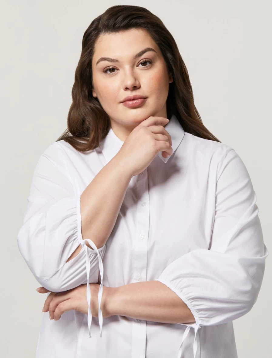 "Marina Rinaldi Women's White Cotton Nylon Poplin Shirt"