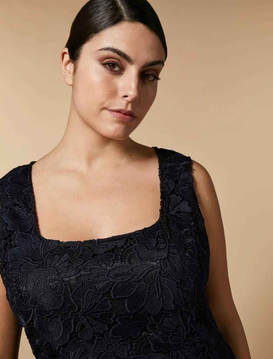 Marina Rinaldi Women's Dark Navy Macramé Dress - Elegant Boho Chic Style