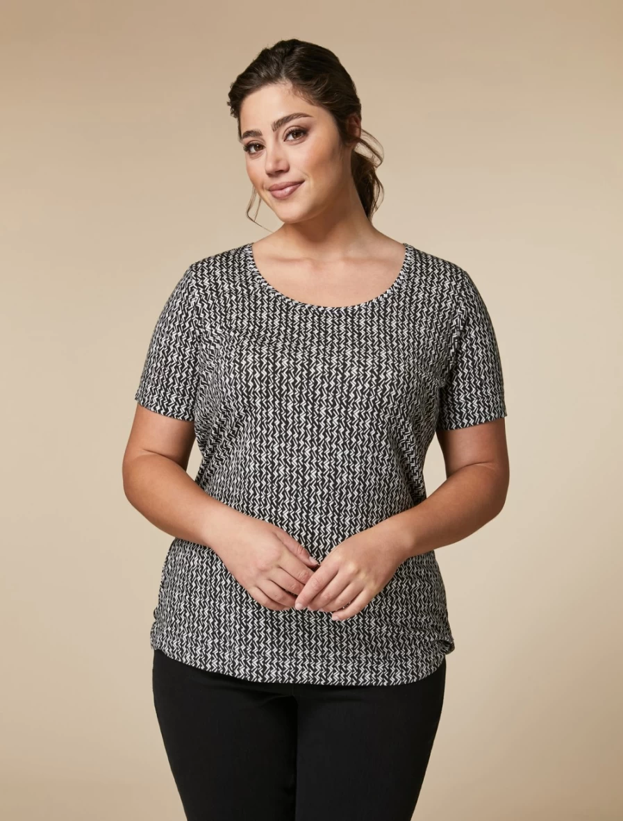 Marina Rinaldi Women's Black Printed Jersey T-Shirt