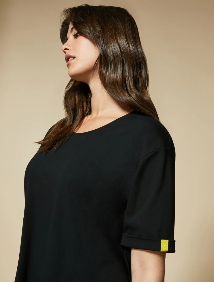 Marina Rinaldi Women's Black Cotton Jersey T-Shirt