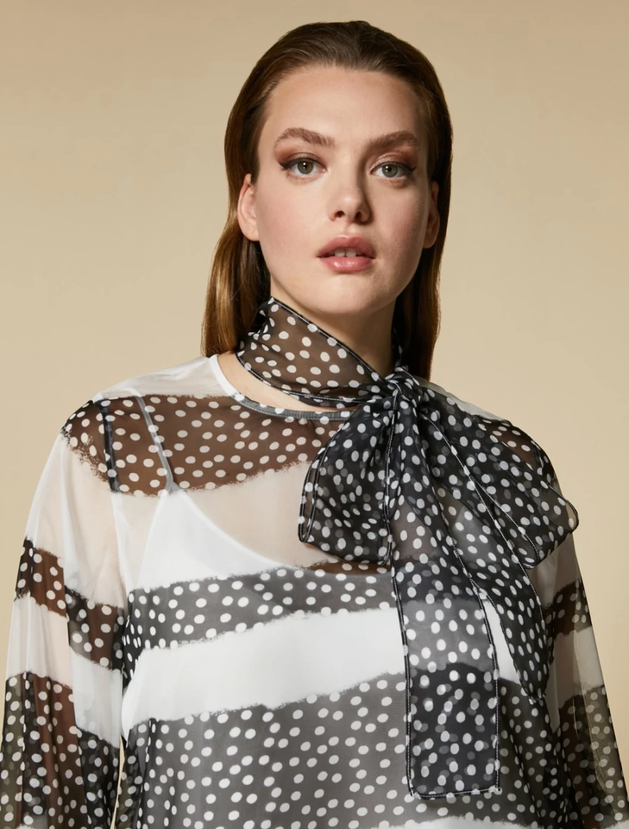 Marina Rinaldi Women's White Printed Chiffon Blouse