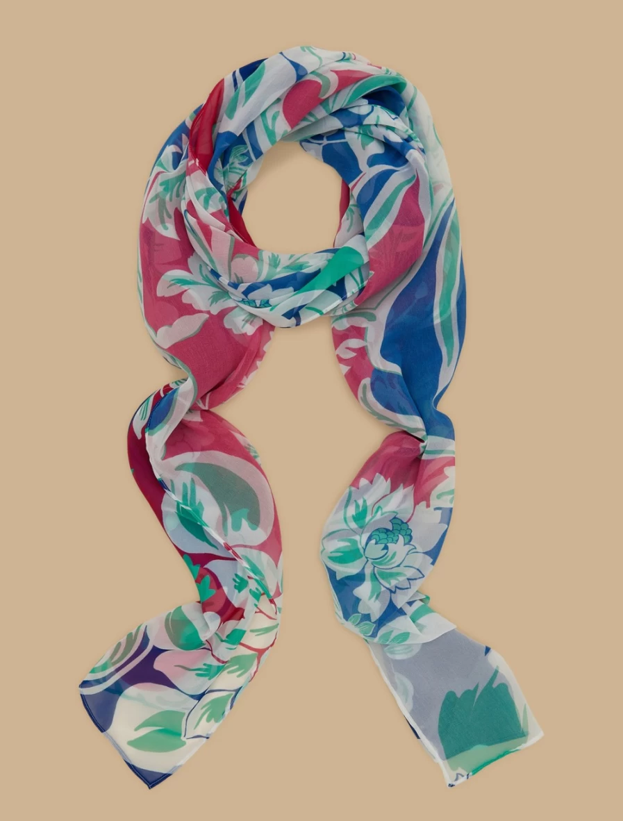 "Marina Rinaldi Women's China Blue Printed Georgette Stole Scarf"