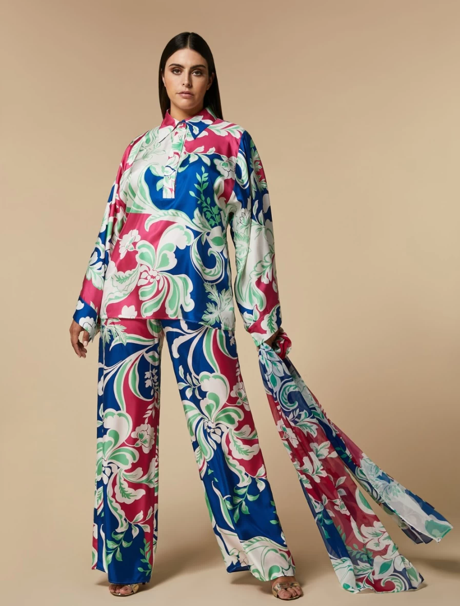 "Marina Rinaldi Women's China Blue Printed Georgette Stole Scarf"