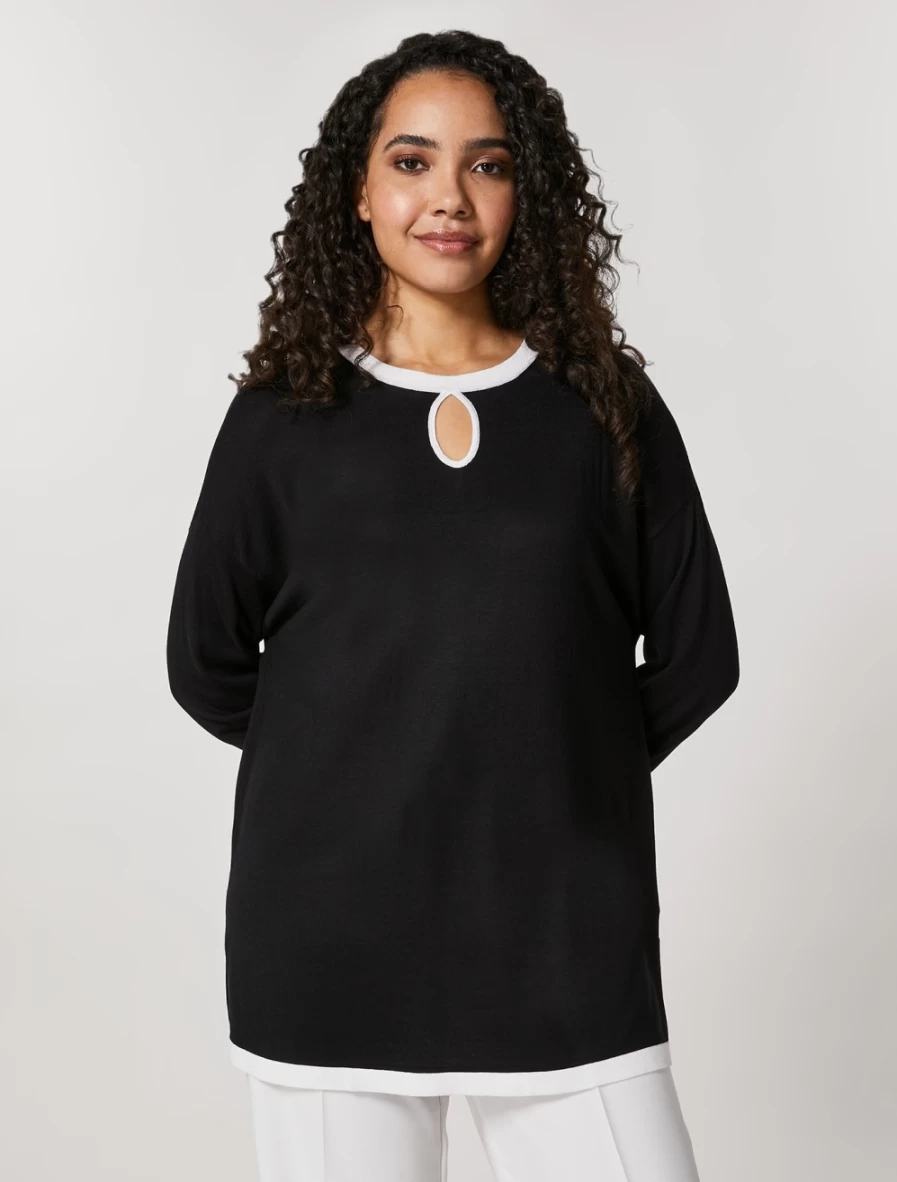 Marina Rinaldi Women's Dark Navy Silk-Blend Sweater