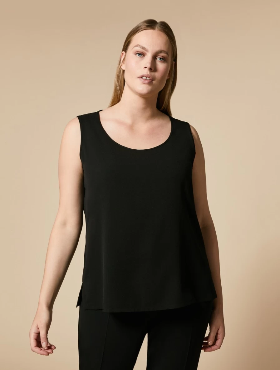 Marina Rinaldi Women's Black Flowing Top Elegant Blouse