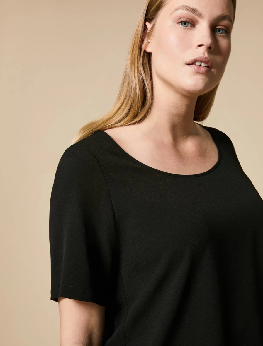 Marina Rinaldi Women's Black Flowing Top Elegant Blouse
