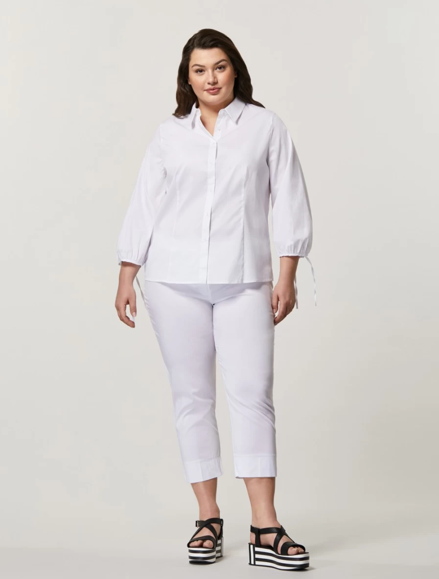 "Marina Rinaldi Women's White Stretch Cotton Nylon Trousers"