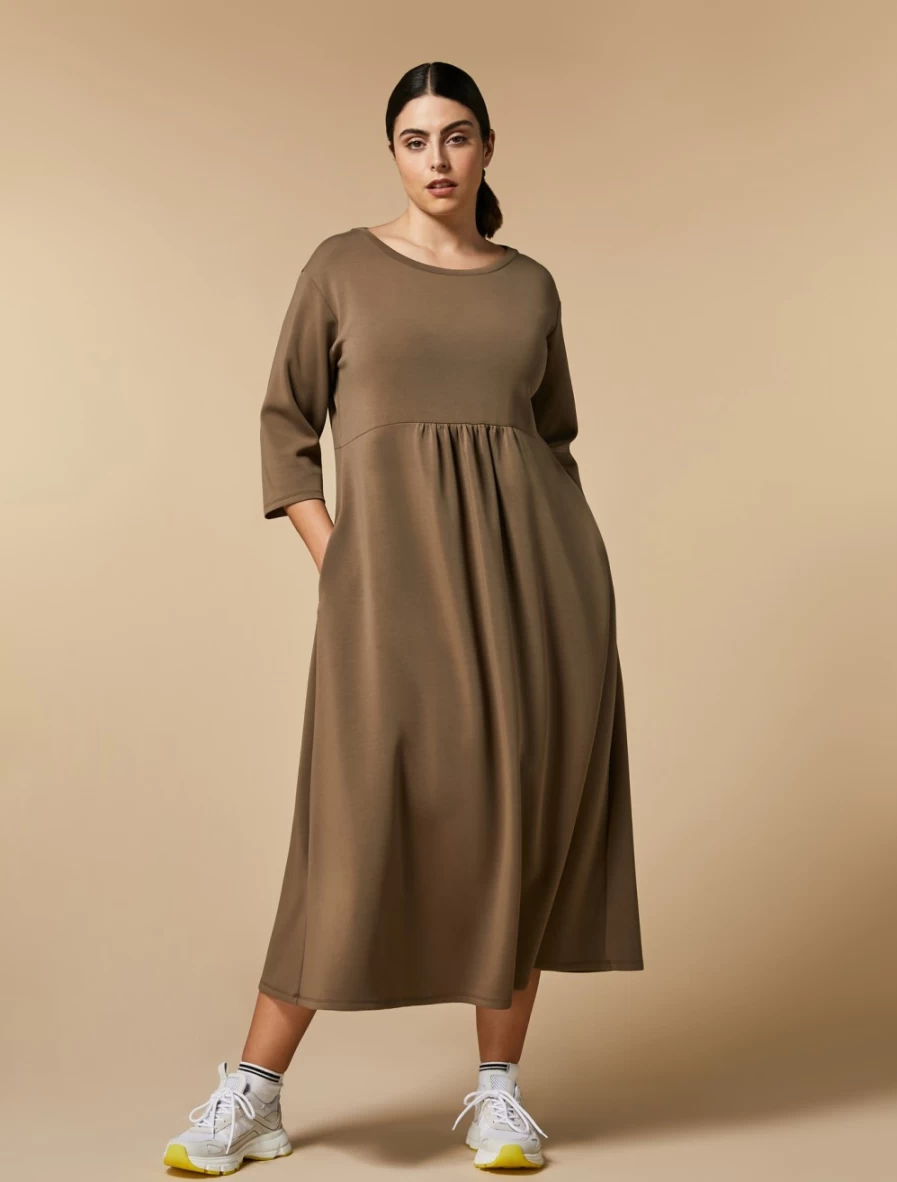 Marina Rinaldi Women's Olive Green Technical Jersey Dress