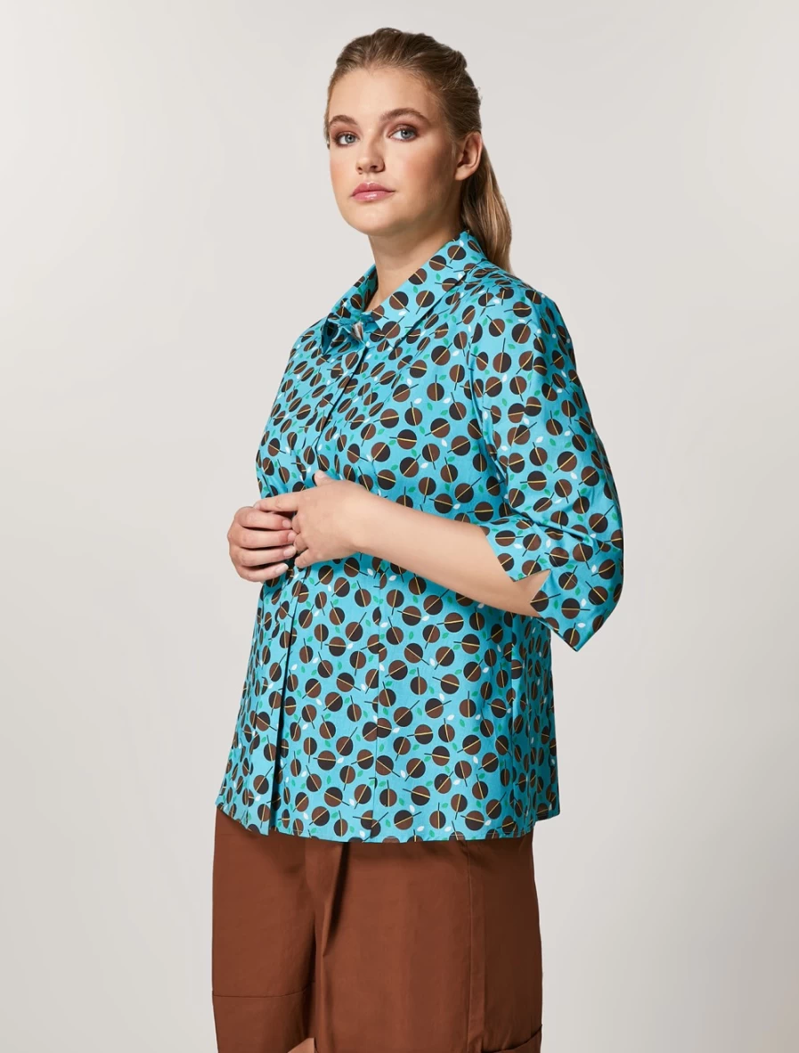 Marina Rinaldi Women's Turquoise Cotton Muslin Shirt – Lightweight & Breathable