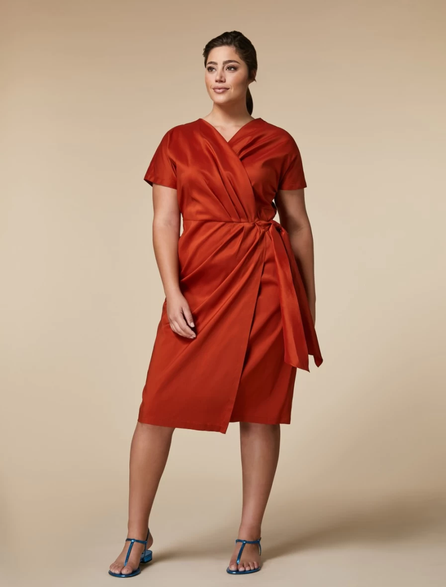 "Marina Rinaldi Women's Rust Cotton Poplin Dress"