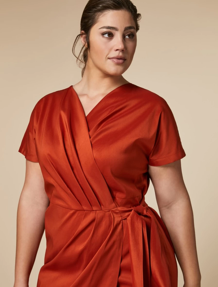 "Marina Rinaldi Women's Rust Cotton Poplin Dress"