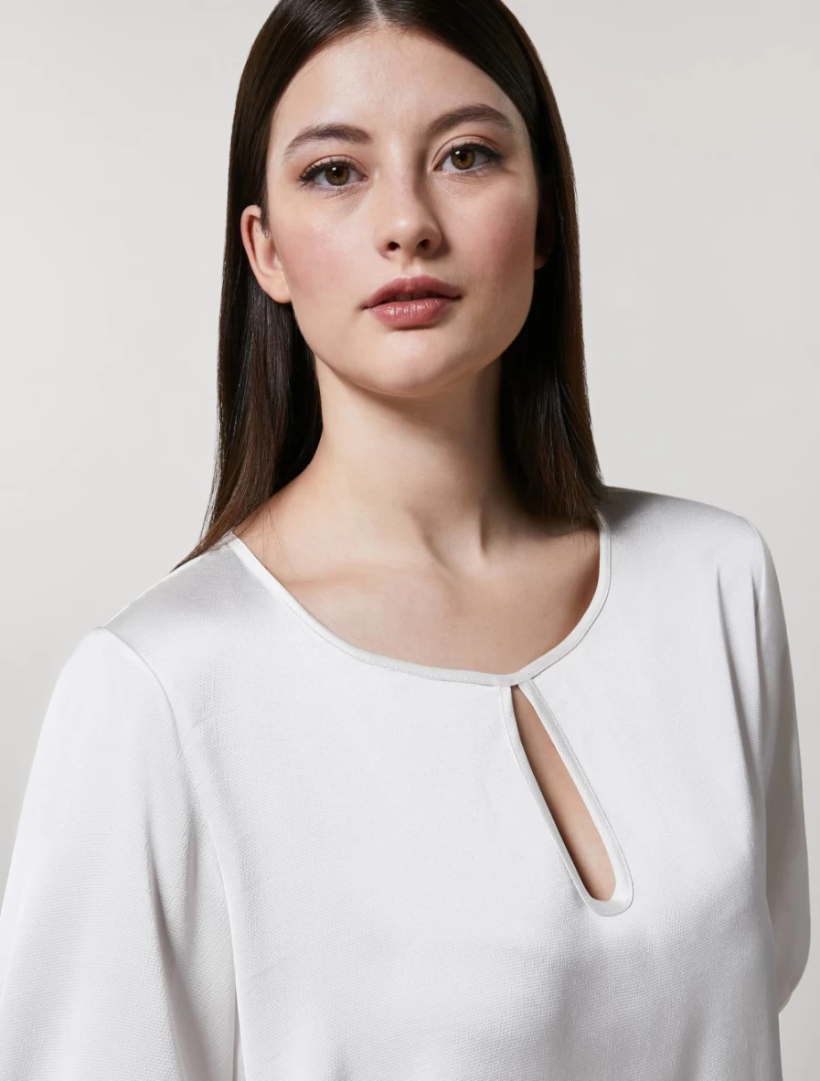 Marina Rinaldi Women's White Stretch Satin Top - Elegant Blouse for Women