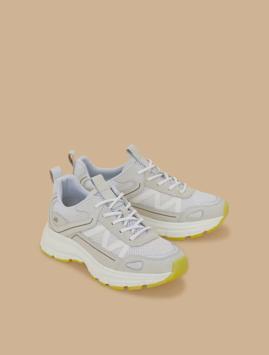 Marina Rinaldi Women's White Canvas And Coated Fabric Sneakers