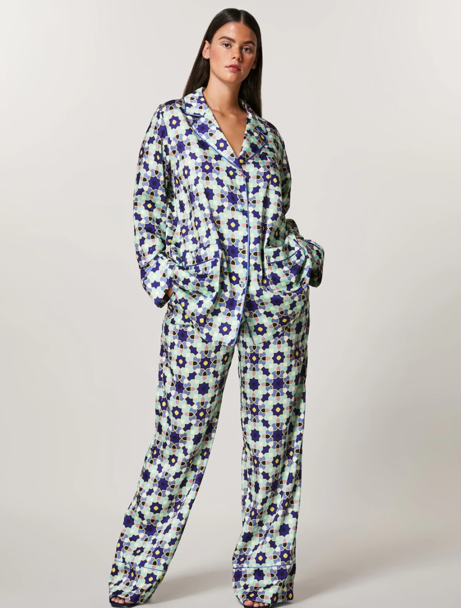 Marina Rinaldi Women's Green Printed Twill Trousers