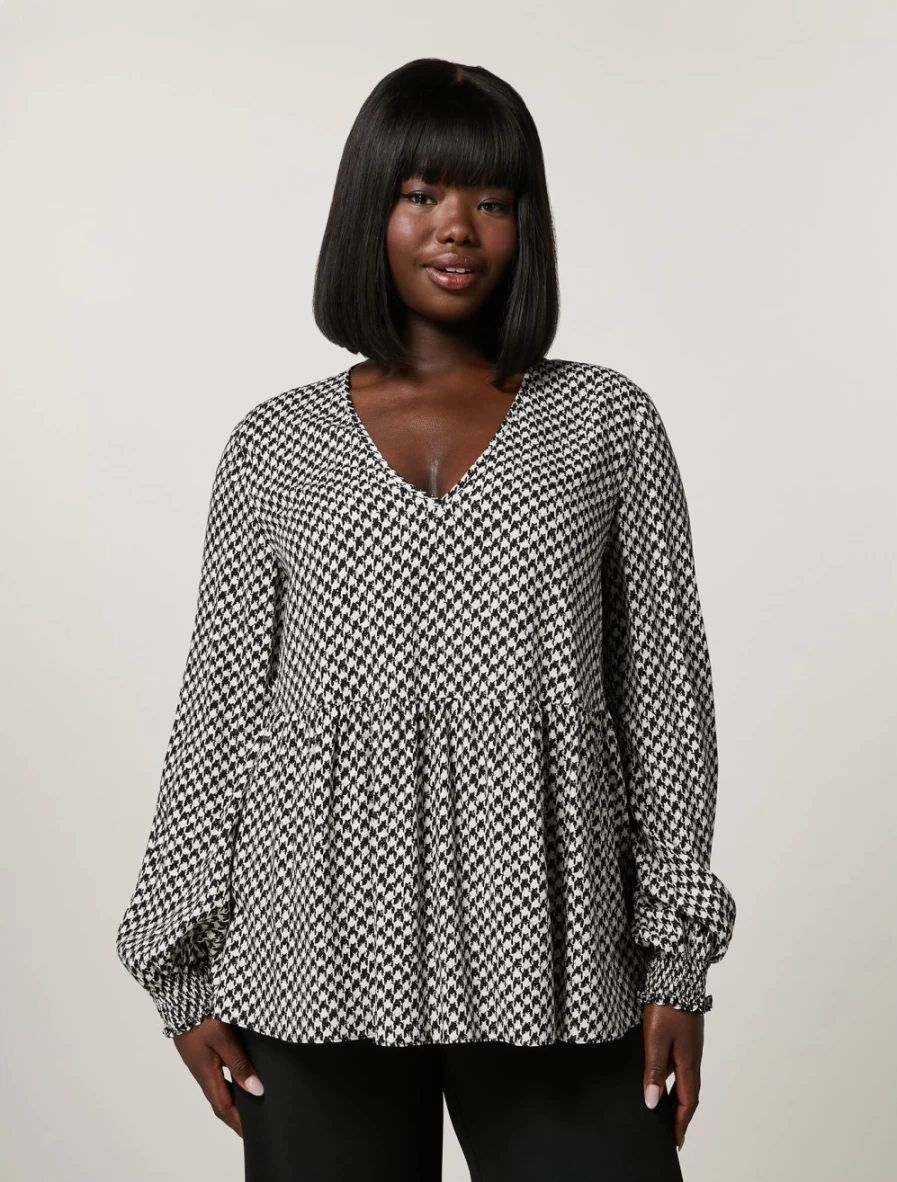 Marina Rinaldi Women's Black Printed Viscose Tunic Top