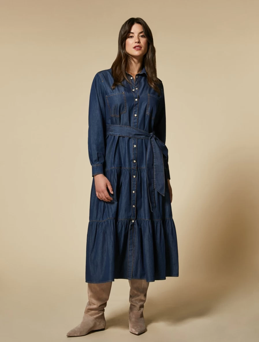 "Marina Rinaldi Women's Ski Blue Long Denim Dress"