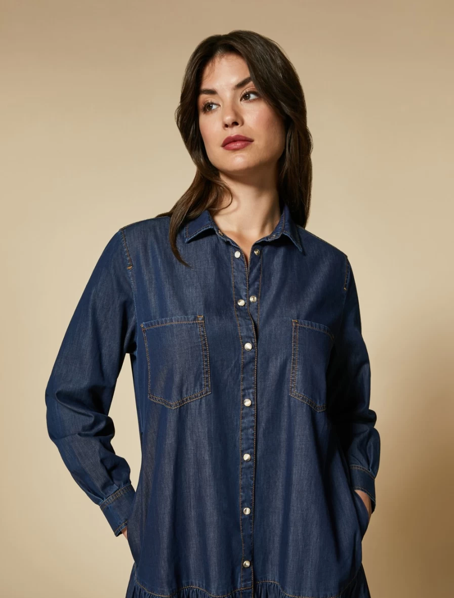 "Marina Rinaldi Women's Ski Blue Long Denim Dress"