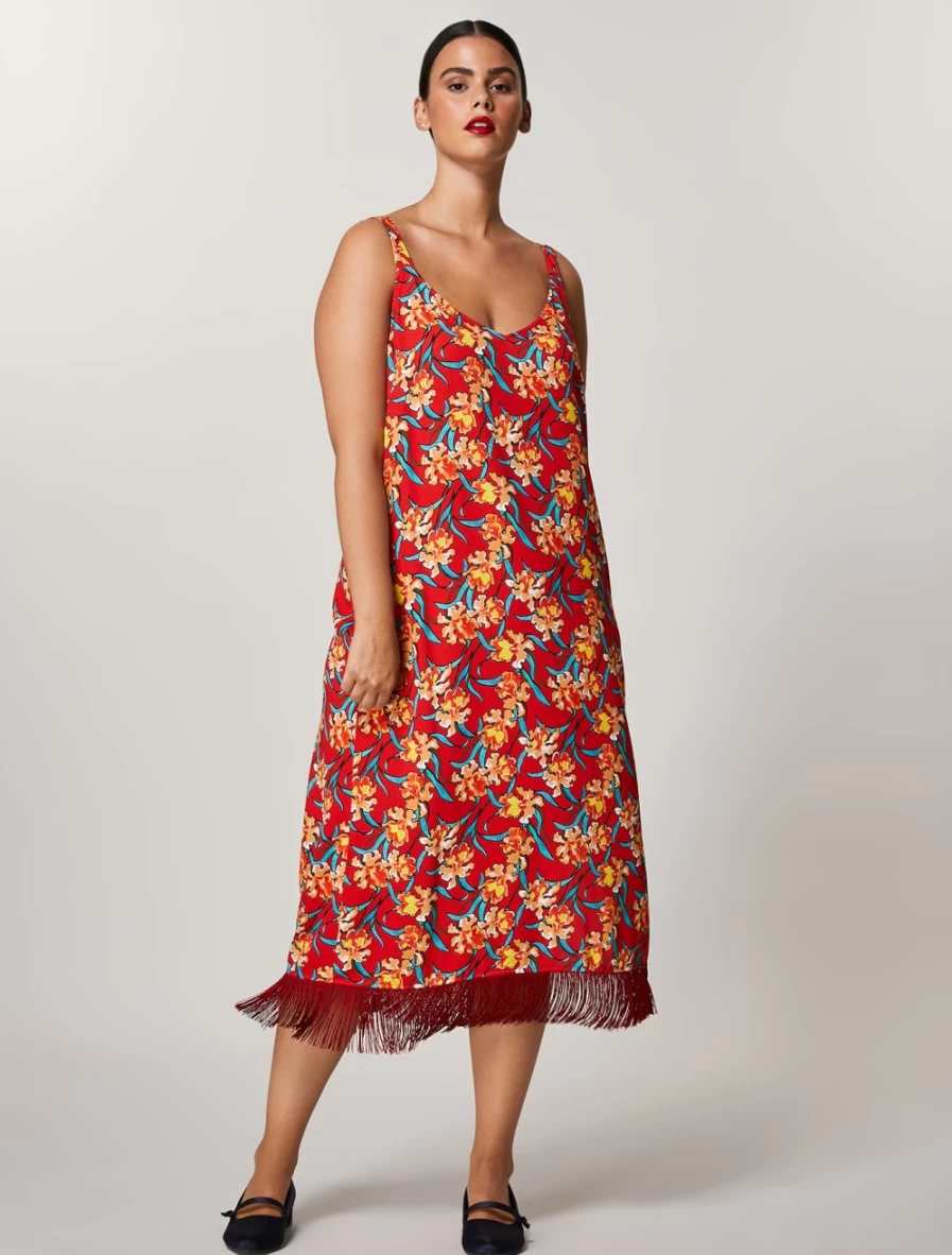 Marina Rinaldi Women's Red Printed Sable Dress