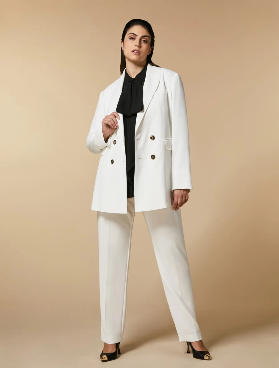 "Marina Rinaldi Women's White Triacetate Blazer – Elegant Tailored Jacket"