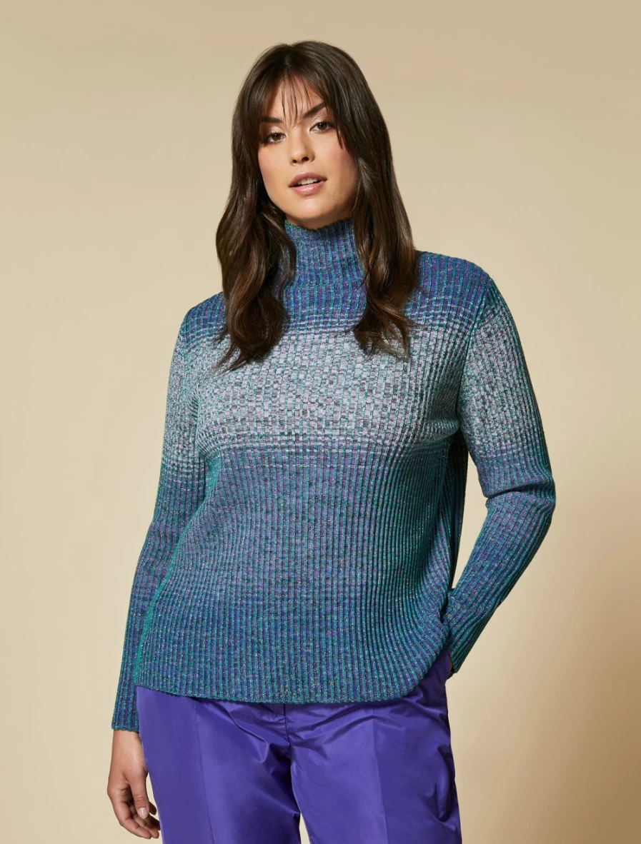 Marina Rinaldi Women's Purple Rib-Knit Viscose Sweater
