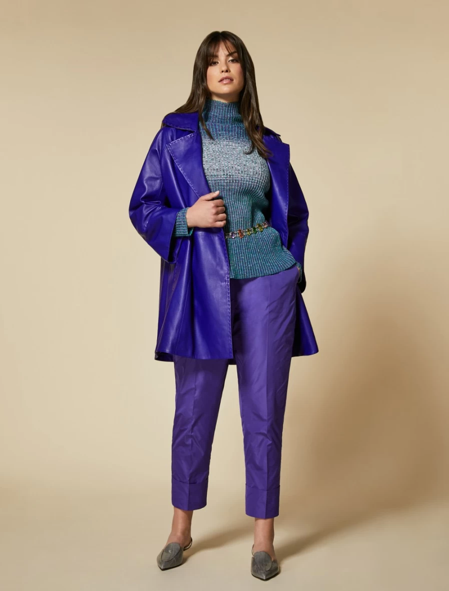 Marina Rinaldi Women's Purple Rib-Knit Viscose Sweater