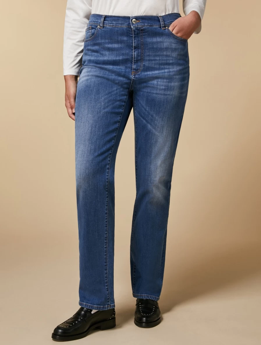"Marina Rinaldi Women's Ski Blue Stretch Denim Regular Fit Jeans"