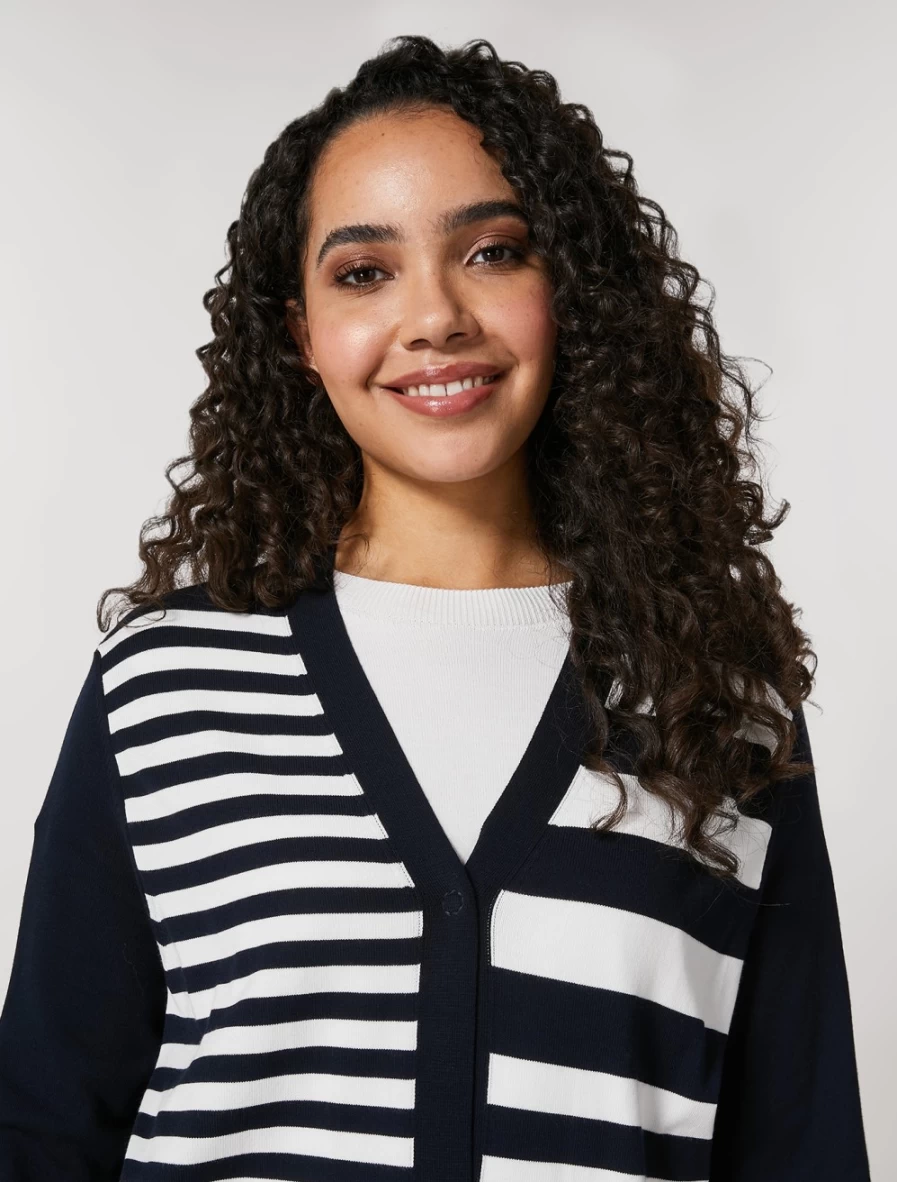 "Marina Rinaldi Women's Dark Navy Stretch Viscose Cardigan Sweater"