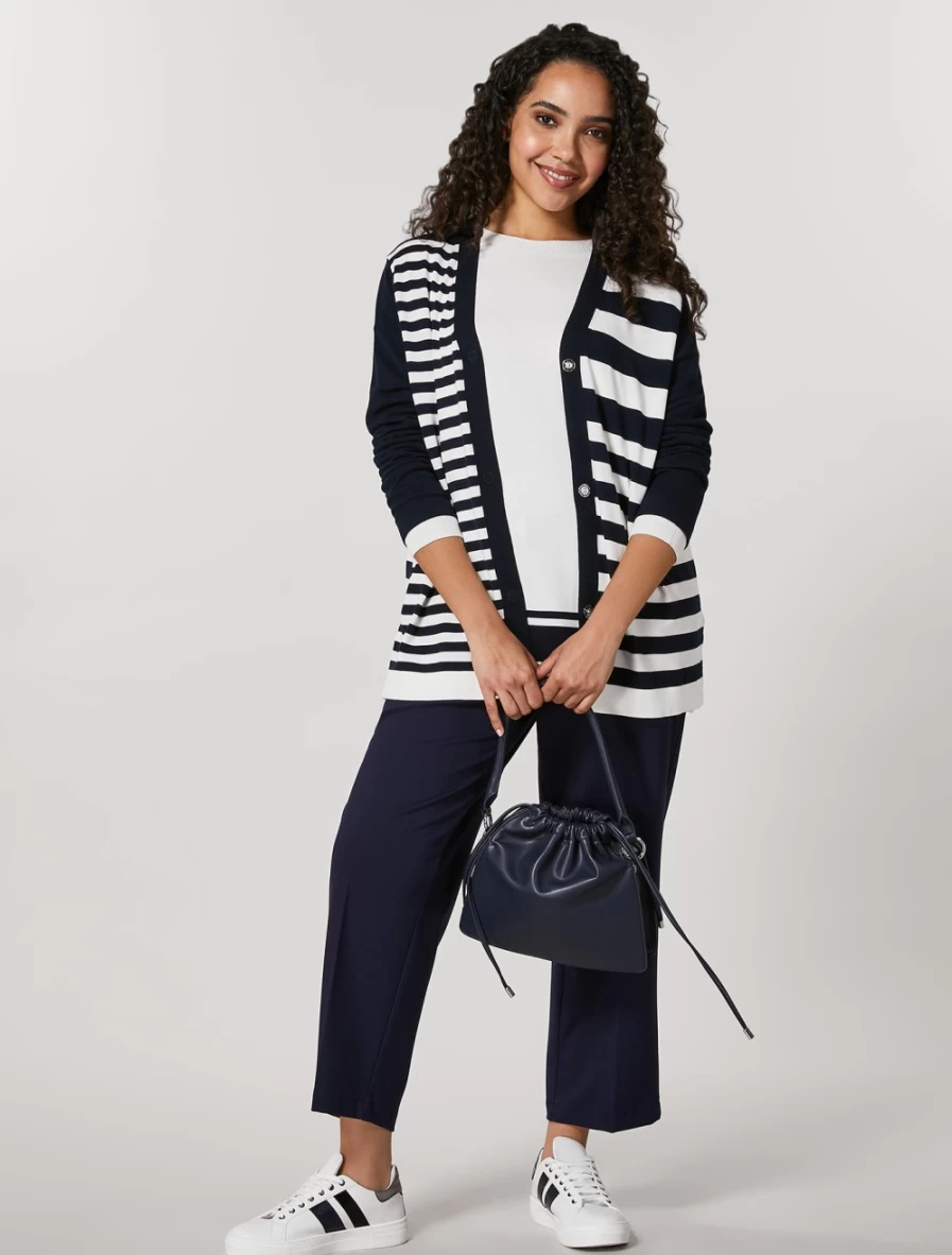 "Marina Rinaldi Women's Dark Navy Stretch Viscose Cardigan Sweater"