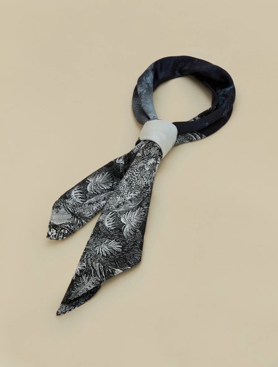 Marina Rinaldi Women's Black Printed Silk Foulard Scarf