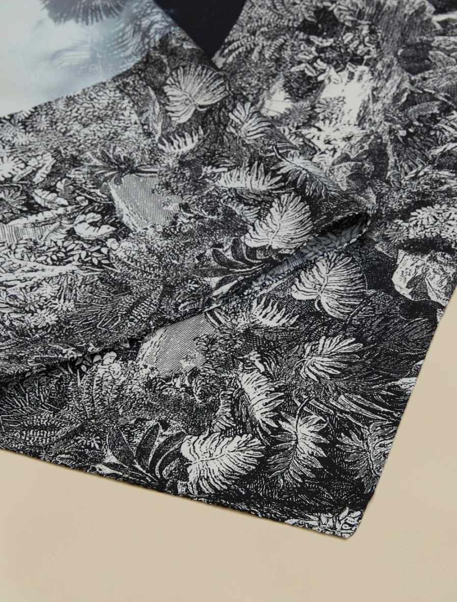 Marina Rinaldi Women's Black Printed Silk Foulard Scarf