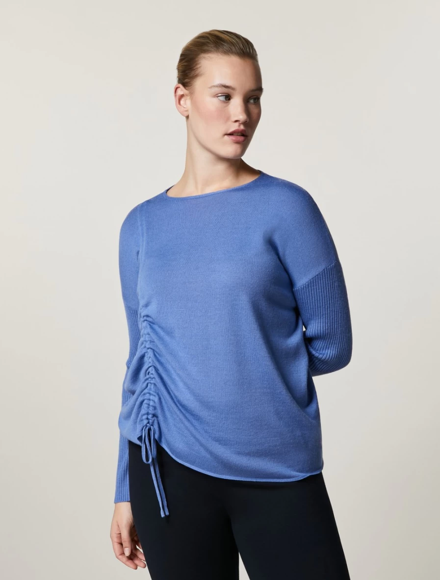 "Marina Rinaldi Women's Ski Blue Merino Wool-Blend Sweater"