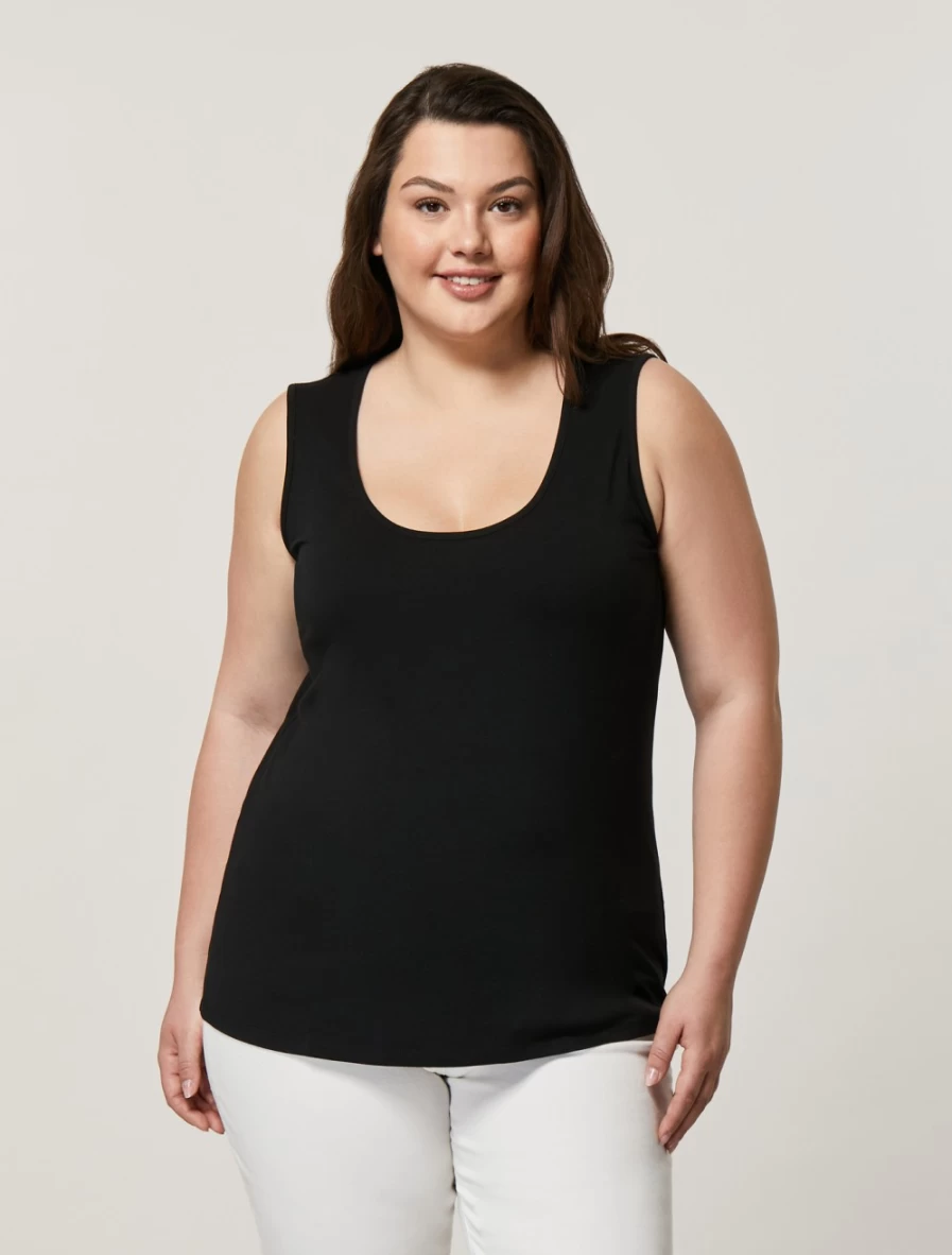 Marina Rinaldi Women's Black Stretch Cotton Jersey Top