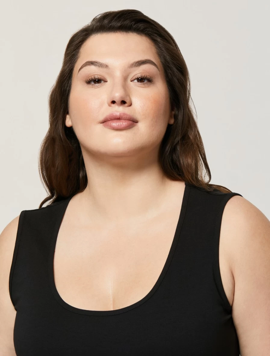 Marina Rinaldi Women's Black Stretch Cotton Jersey Top